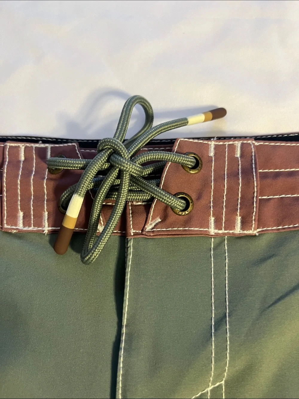 Sage Green Men’s Floral-Panel Swim Board Shorts